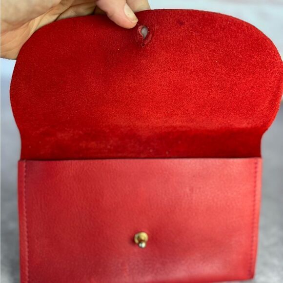 RARE Libby Lane Red Pebbled Leather Envelope Small Pouch Clutch Bag - Picture 8 of 9